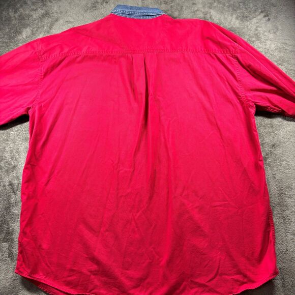 Disney Store Men Shirt Button Down Canvas Denim Goofy Vintage Red 3X J162 - Picture 5 of 10